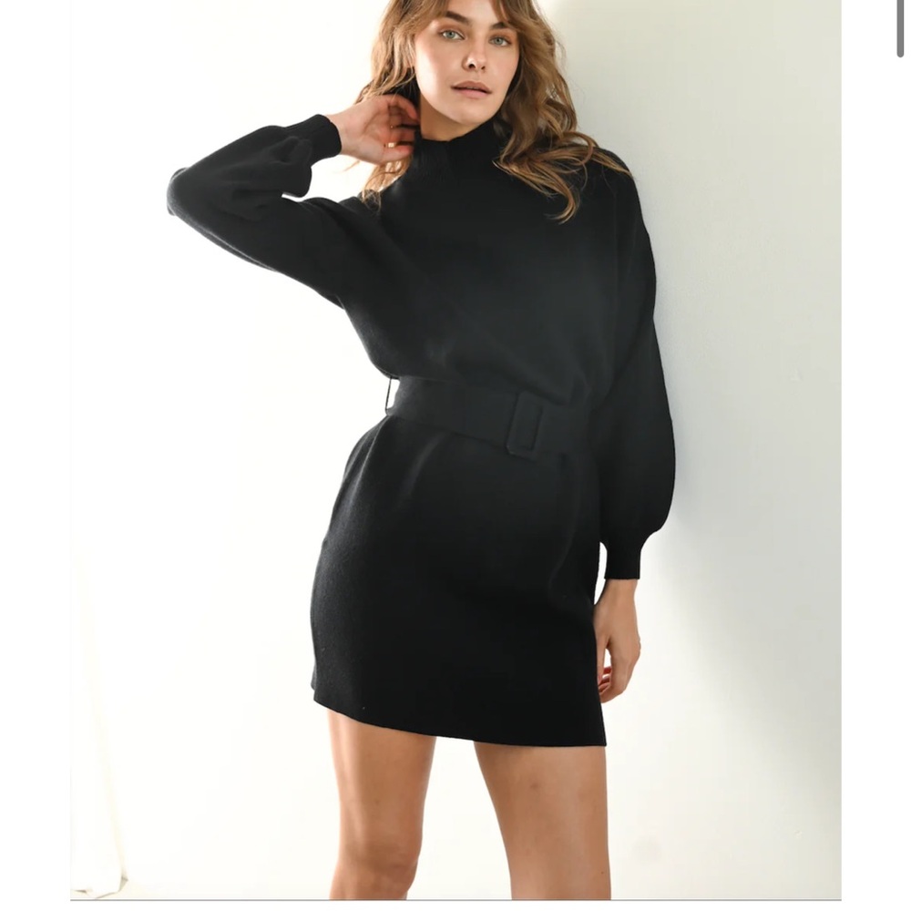 Yllw black belted dress